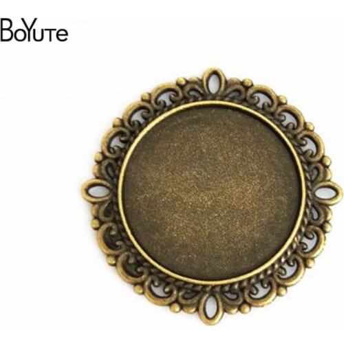 BoYuTe (30 Pieces/Lot) 25MM Cabochon Base Vintage Accessories Parts Antique Bronze Double Support Bezel Pendants for Jewelry