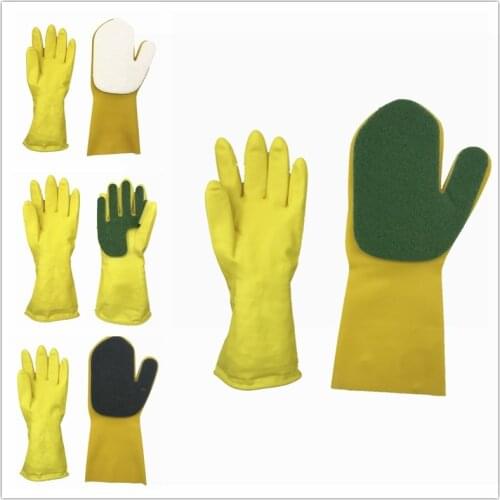 Magic Rubber Silicone Dish Washing Gloves Kitchen Dish Sponge Rubber Household Latex Gloves for Dishwashing