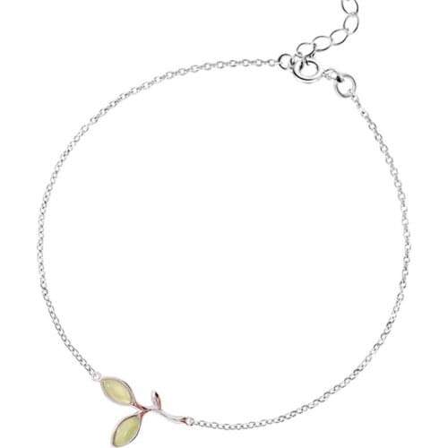 Leaf Green Zircon Bracelet For Women Chain Charm Korean Punk Simple Original Vintage Fashion Female Party Jewelry Gift BOYULIGE