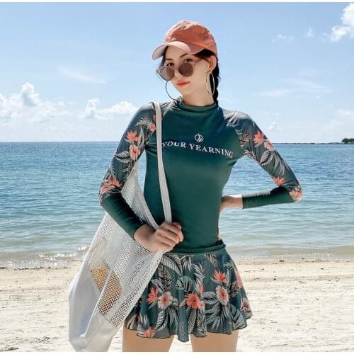 Swim Wear Women 2020 Sexy Swimsuit Womens Long Sleeve Kitesurf Surfing Skirt Ins Bubble Korea Animal Polyester