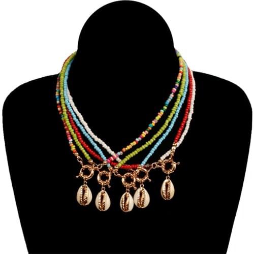 Shell Pendant Necklace Colorful Irregular Beads Necklace for Women Simplicity Boho Jewelry Choker Girl Gifts Goth Collier