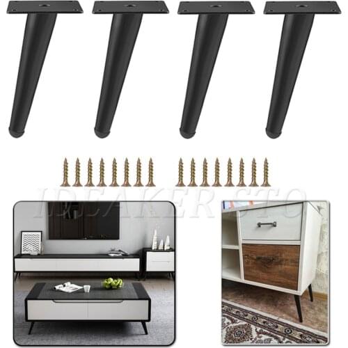 4PCS Metal Furniture Legs Feet Iron Golden Black Oblique Table Sofa Cabinet Table Foot 12/15/17/20/25/30/36/38/42cm Height