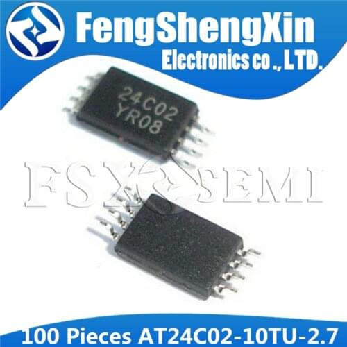 100pcs AT24C02-10TU-2.7 AT24C02 24c02 TSSOP8 2-Wire Serial EEPROM IC