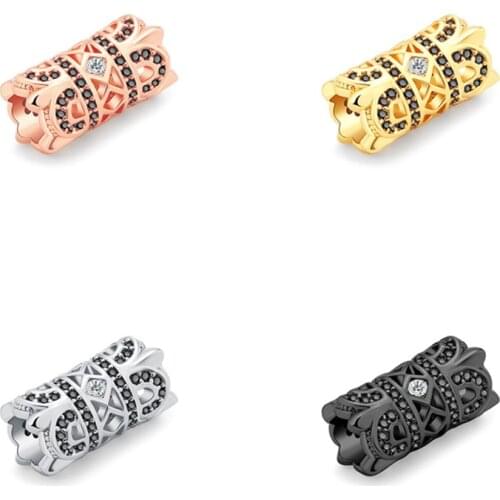 4 Color Micro Pave Beads & Jewelry Making Cubic Zirconia Hollow tube Accessories Hand Made Bracelet Copper DIY Jewelry