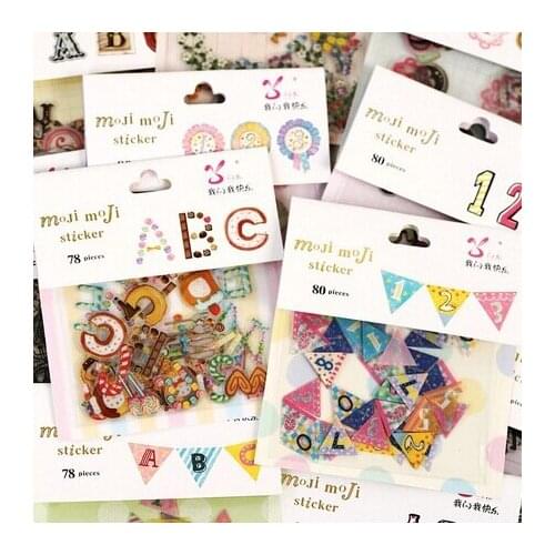 78-80pcs/lot Color digital alphabet sticker pack bag hot selling decoration packing stickers Kawaii sticker