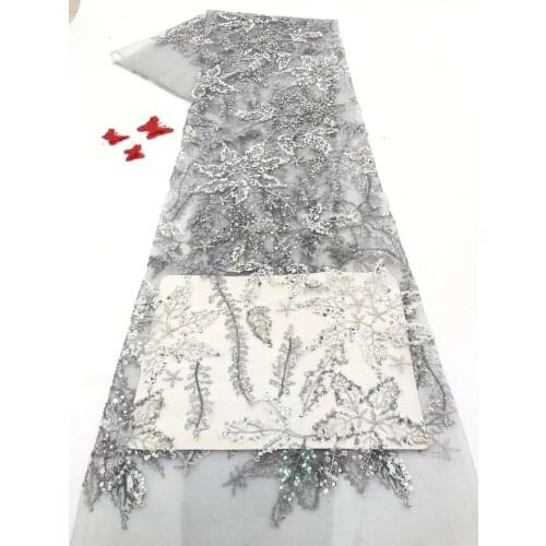 African Lace Fabric Embroidery Nigeria Sequined Lace Fabric High Quality French Tulle Lace Fabric For Womens Wedding FJ40661