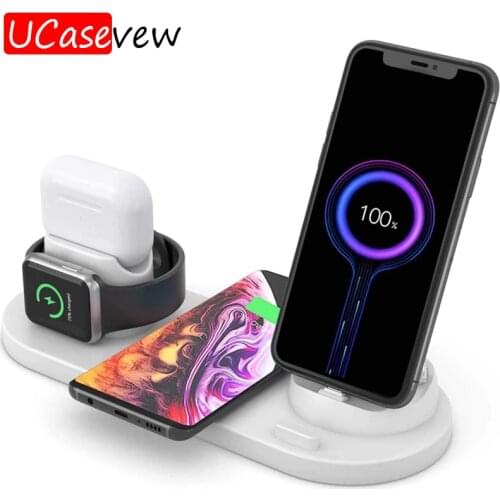 6 in 1 Wireless Charger Dock Station For iPhone 12 11 Android Type-C USB Charge Base Qi Fast Charging For Watch6 5 4 Airpods Pro