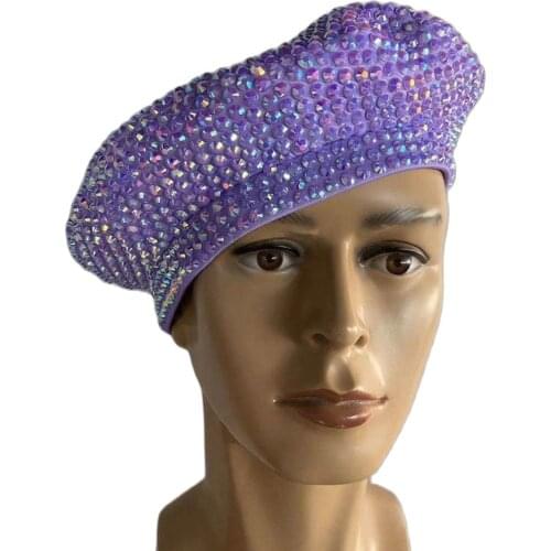 Shining Full Rhinestones Decoration Berets Ladies Nightclub Performance Clothing Personality Accessories Womens Party Clothing