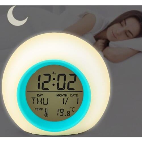 Sunrise Wake Up Digital Table Alarm Clock Nature Sound 7 Colors Led Kids Alarm Clocks Desktop Calenda Frontal Decoration Snooze
