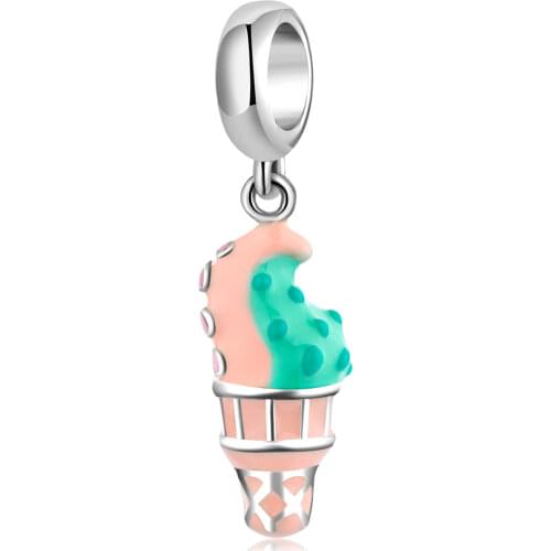 AGATA food pendant Charms Octopus shape ice cream 925 silver Fine enamel Beads Fit Original Pandora Bracelet Bangles DIY