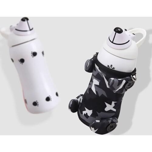 Childrens Straw Stainless Steel Insulation Cup Water Bottle Primary School Drop-Proof Portable Water Bottle Cartoon Water Cup