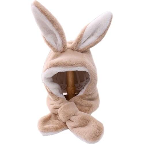 Baby Hats For Girls Autumn Boy Cartoon Ear Warm Velvet Hat And Scarf Siamese Winter Cap Newborn Baby Hats Childrens Winter Hat