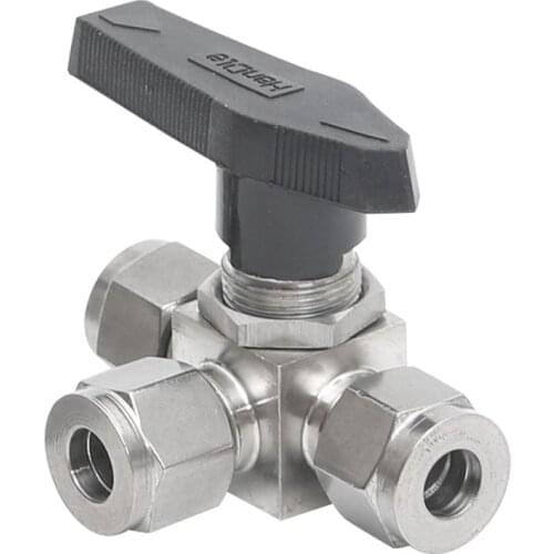Fit 3 6 8 12mm 1/4" OD Tube Tee T-Port Ball Valve Compression Union 304 Stainless Steel For Propane Fuel Water Oil Gas