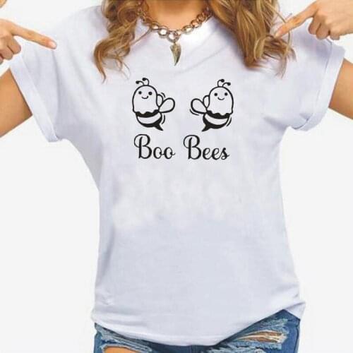 Summer Short Sleeve Tee Shirt Femme Funny Boo Bees Letter Print Women TShirt Casual Cotton T Shirt Women Tops Camiseta Mujer