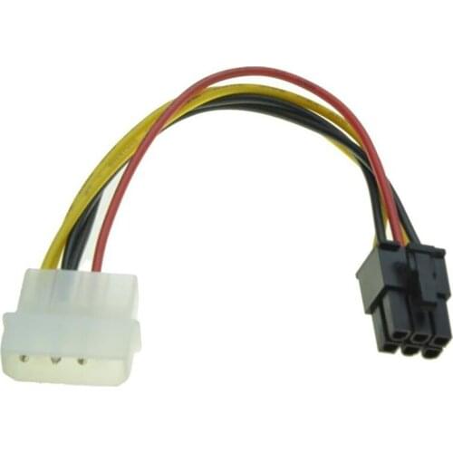 4 Pin Molex to 6 Pin PCI-Express PCIE Video Card Power Converter Adapter Cable