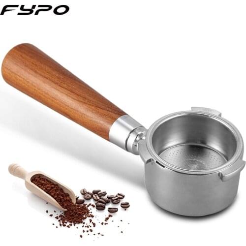 51mm Stainless Steel Coffee Machine Bottomless Portafilter Professional Espresso Coffee Machine Wood Handle Filter Basket