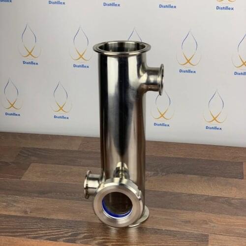 3" Gin Basket body with sight glass . Side connection ports 1,5" , L-300mm Tee stainless steel SUS304