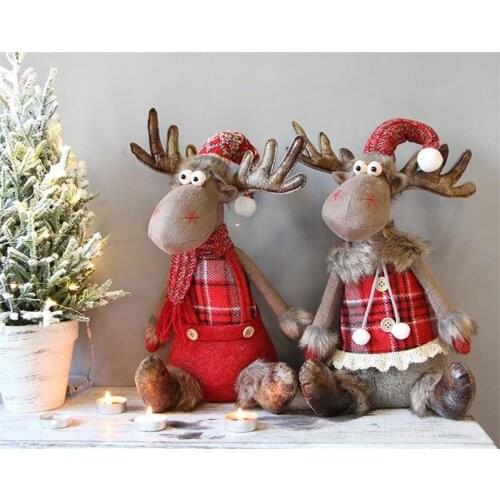 [HHT] Creative Christmas Elk Dolls Toy Christmas Gift Scene Decoration Deer Desktop Ornaments Props Home Decor