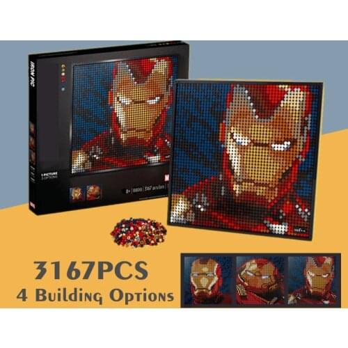 Marvel Avengers Iron Man Star Pixel Art Decorative Mosaic Painting Avatar Star Space Wars Building Block Bricks Gift Kid Toy