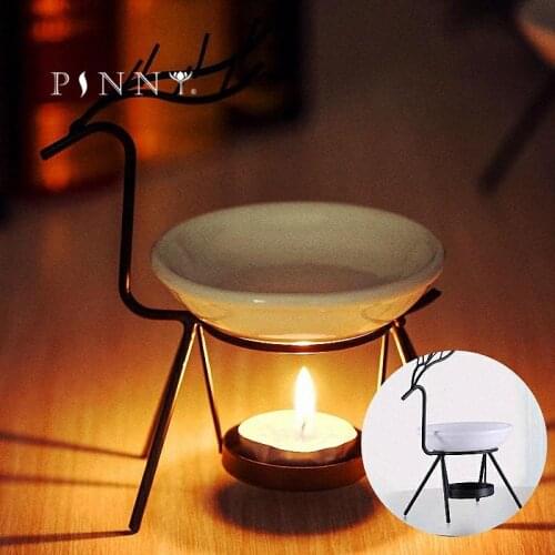 PINNY Happy Deer Lron Oil Burner High Quality Ceramic Aroma Burner Home Decoration Aromatherapy Lamp Living Room