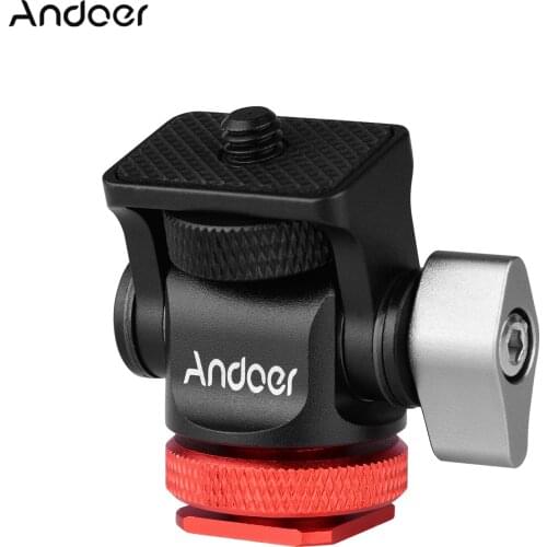 Andoer Mini Tripod Head Cold Shoe Adapter Aluminum Alloy 1/4In Screw for Mounting Camera Monitor Flash Microphone LED Fill Light