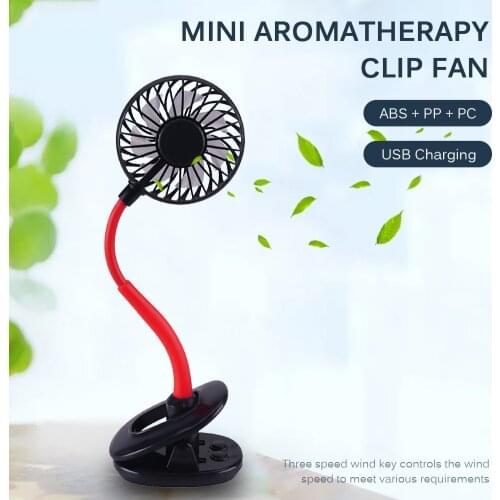 Mini Aromatherapy Clip Fan USB Rechargeable Portable Electric Small Fan Summer Outdoor Travel Hanging Bendable Cooling Fans