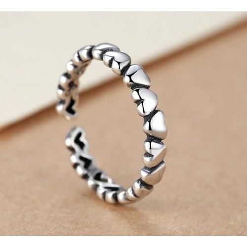 Silver Color Heart Rings for Women Adjustable Free Size Wedding Ring Fashion