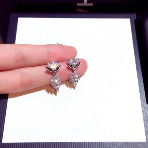 New Woman Drop Earrings High Quality Shiny Rhinestone Cute Fox Sparking Dangle Earrings Fashion Accessories Trendy Jewelry