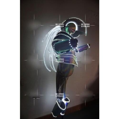 Custom bar gogo dance clothes nightclub ds future armor technology LED light performance clothes muscle mens costume