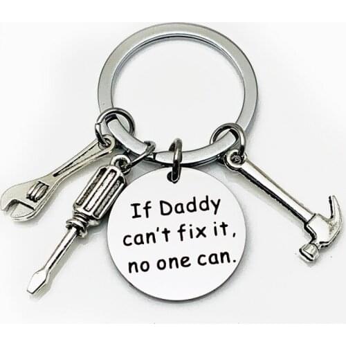 Oeinin Creative Keychain Father If Dady Can't Fix It No One Can Keyring Bags Dad Letter Color Key Ring Alloy Pendant Accessories