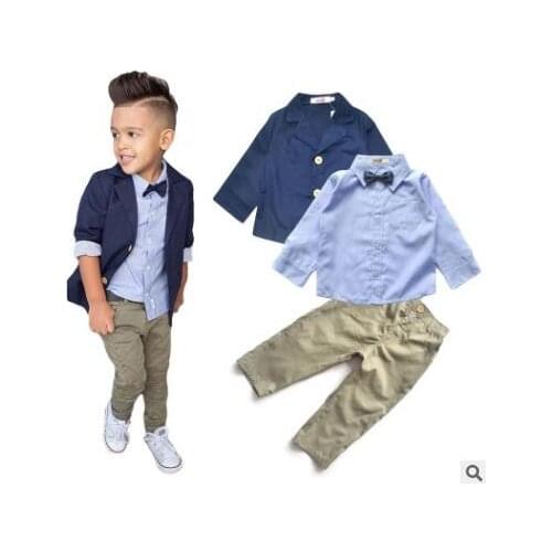Formal Boys suits for wedding Kids British Wind Birthday suit Boy gentleman suit Children clothing disfraz blazer+pants+shirt