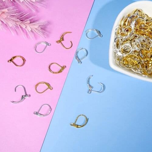 Gold Silver Color French Earring Hook Earwire Earrings Fitting Ear Setting Base for DIY Jewelry Making Accessories 20pcs 10*15mm