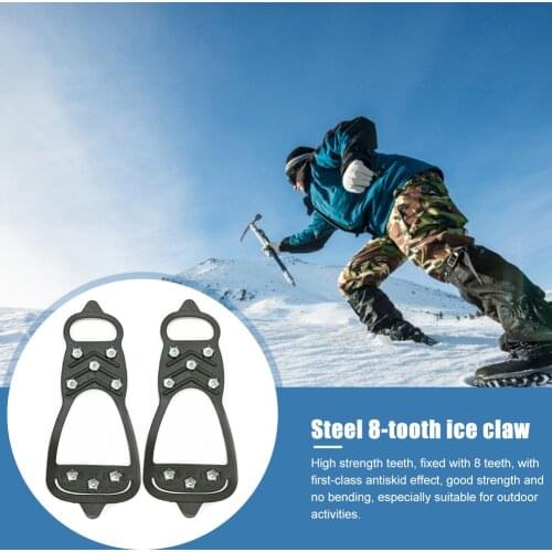Ice Spikes Cleats 8 Studs Outdoor Stainless Steel Anti-slip Climbing Crampons Travelling Easy Carrying Portable Parts