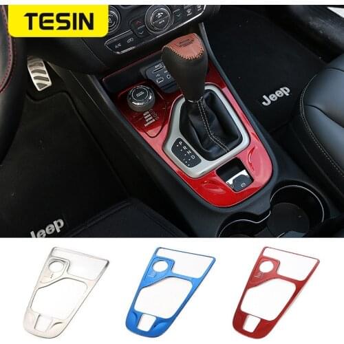 TESIN ABS Car Four-wheel Drive Central Control Dashboard Decoration Cover Stickers For Jeep Cherokee 2014-2018 Car Styling