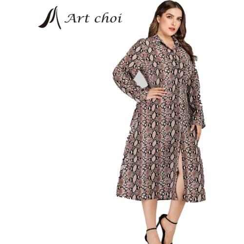 Spring Autumn Women Snakeskin Grain Print Dress Elegant Slit Petticoat Buttons Slim Casual Work Office Skirt Ladies Oversized