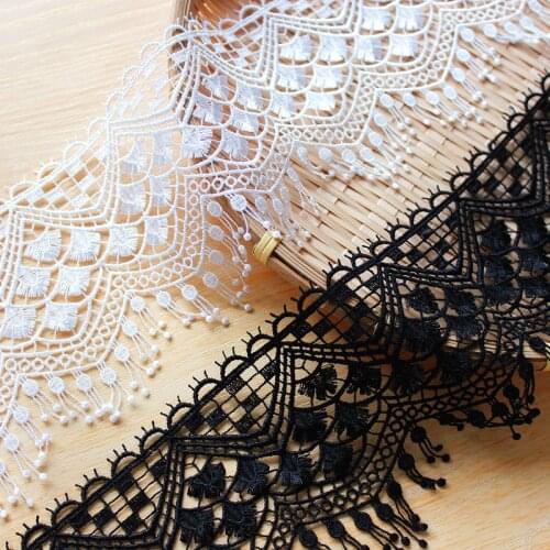 High Quality Water-soluble Embroidered Lace Tassel Fabric Handmade DIY Material Lace Trim Accessories Width 10cm 5Yds/lot