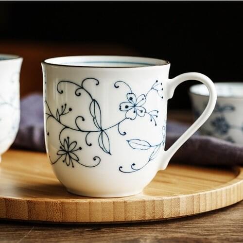 Japanese Line Tang Grass Series Tea Cup Under Glaze Sushi Tea Cup Ceramic Small Cup Tea Cup 200ML 300ML