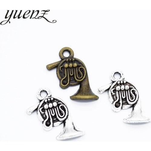 YuenZ 25pcs Antique Silver color French Horn Charm fit for Bracelets Pendant DIY Metal Jewelry Making 17*12mm P133