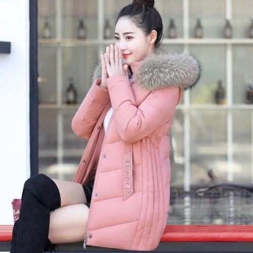 2021 New Faux Fur Collar Hooded Winter Jacket Women Thicken Cotton Padded Warm Parka Outerwear Plus Size Ladies Long Winter Coat