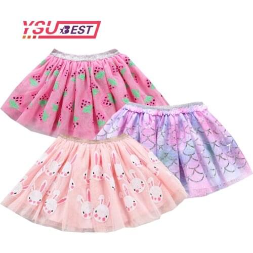 1-7Y Baby Tutu Skirt Fashion Girl Print Tutu Tulle Skirt for Girls Rainbow Sequin Skirts Kids Dance Voile Tutus Girl Shiny Skirt