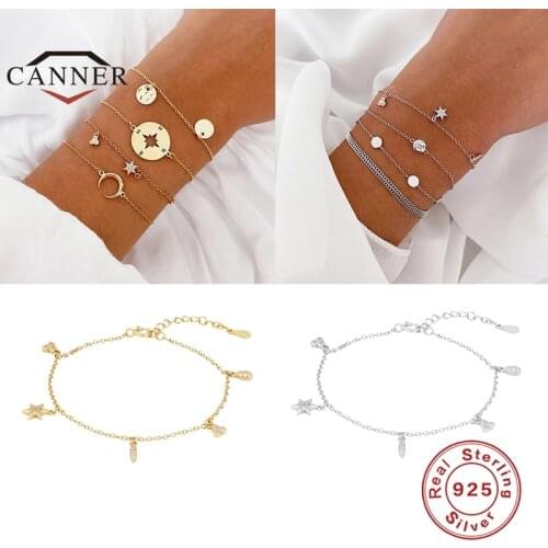 CANNER 925 Sterling Silver Various Small Accessories Fashion Diamond Bracelet for Women Charm Bracelets Jewelry pulseras