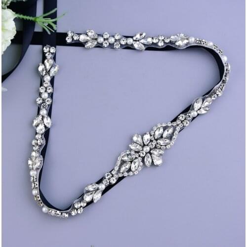 S09 Rhinestones Wedding Dress Belt Pearl Bridal Accessories Thin Waist Girl Prom Evening Dresses Belt Women Luxurious Waistband