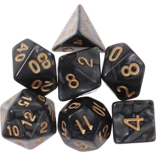 1 Set Acrylic Polyhedral Dice Sets Different Color 7 Pieces Polyhedral Dice For Table Game Fun Adult Humour Game Role-Plays Dice