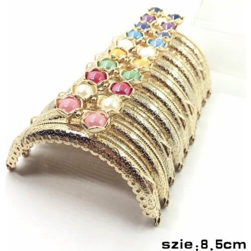 10PCS 8.5CM Lotus Head Bag Kiss Clasp Golden Semicircle Metal Coining Pattern Purse Frame DIY Bag Sewing Accessory
