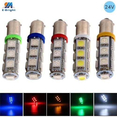 10PCS BA9S 5050 13 SMD 24V DC Map Lights T4W T11 16111 16113 1895 Car 13led Interior Bulbs Reading Light Parking Lamps White