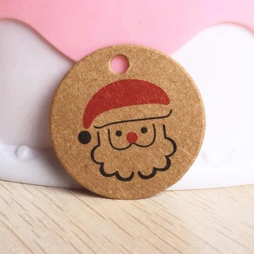 100pcs 3cm/1.18inch Kraft Paper Wedding/Christmas/Birthday Gift Tags DIY handmade Decorative Merry Christmas Price Hang Tags
