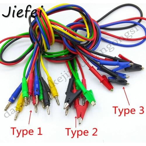 100Pcs Easy Install Banana Plug To Crocodile (Dual Head) Alligator Clip Foldable Safe Probe Silicone Multicolor Test Line Cable