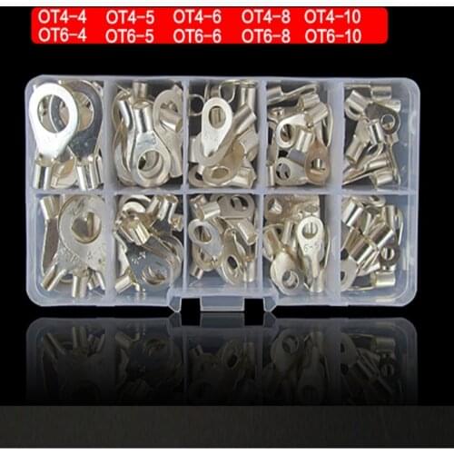 200pcs/box OT1.5 2.5 cold-pressed terminal block O-shaped round bare terminal crimped copper nose silver-plated