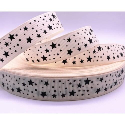 5yards 15mm 20mm 25mm 38mm Cream Grosgrain Ribbon Printed Stars for Christmas Wedding Decoration DIY Sewing Handmand Crafts