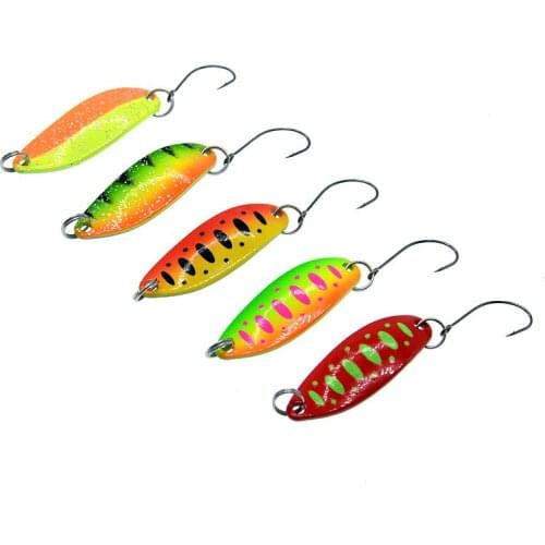 50Pcs Spoon 3.5g Single Hook Multicolor Metal Spoon stream Fishing Lures Trout